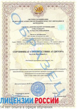 Образец сертификата соответствия аудитора №ST.RU.EXP.00006191-3 Мончегорск Сертификат ISO 50001